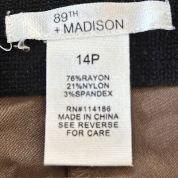 89th + Madison Brown Millennium Stretch Five Pocket Straight Leg Pants, Size 14P - Picture 4 of 5